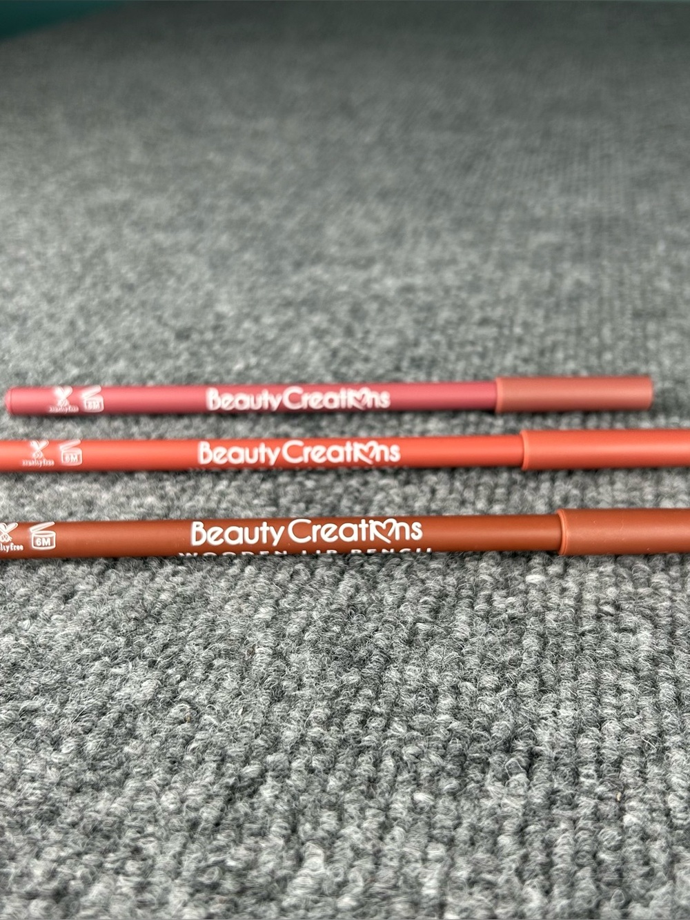Beauty Creations Lip Liners — Pink, Coral, Brown Trio